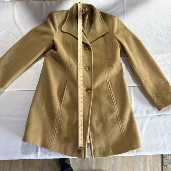 Anne Klein Womens Wool Blend Camel Coat With Button Closure Size L - Picture 13 of 16